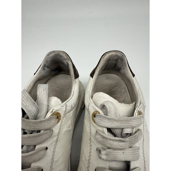 Louis Vuitton Leather Monogram Embossed Lace-up Low Top Sneakers White Size 36.5 - Picture 7 of 16